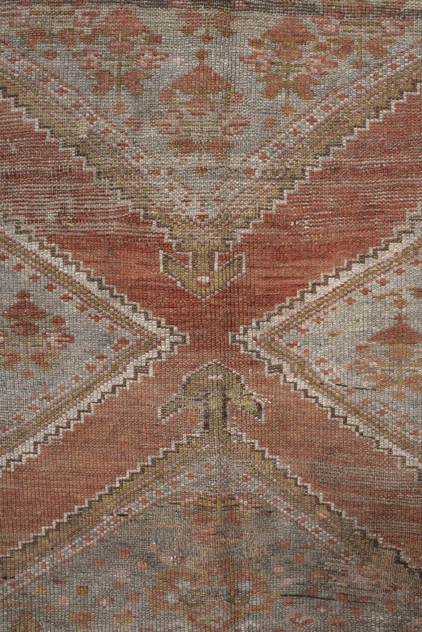 5' x 11' one-of-a-kind handmade antique NW Persian rug. Color palette: taupe, terra cotta, ivory, brown, sage, rust, beige
