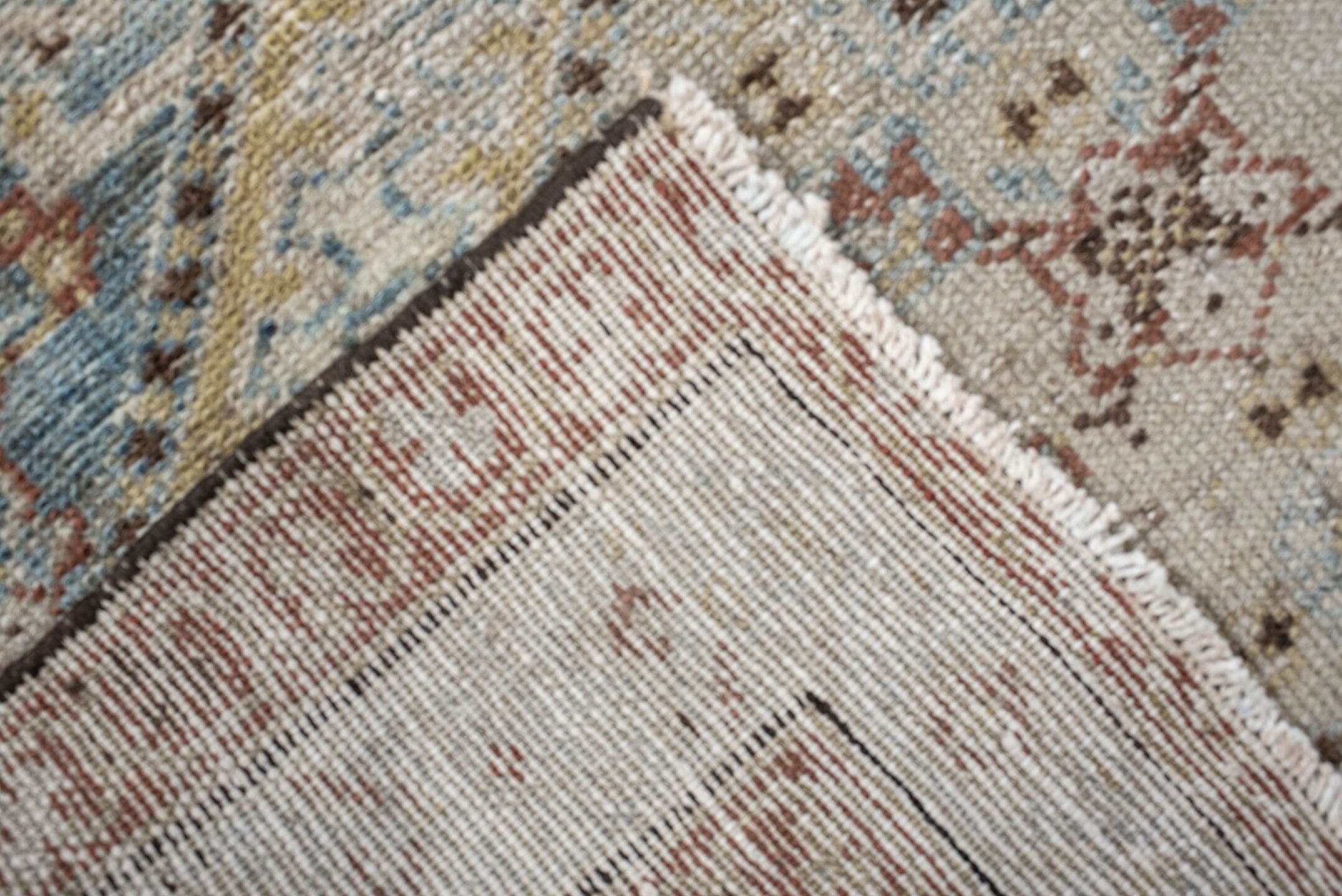 0' x 0' one-of-a-kind handmade vintage Malayer small size rug. Color palette: ivory, pale blue, rust, taupe, camel, sage