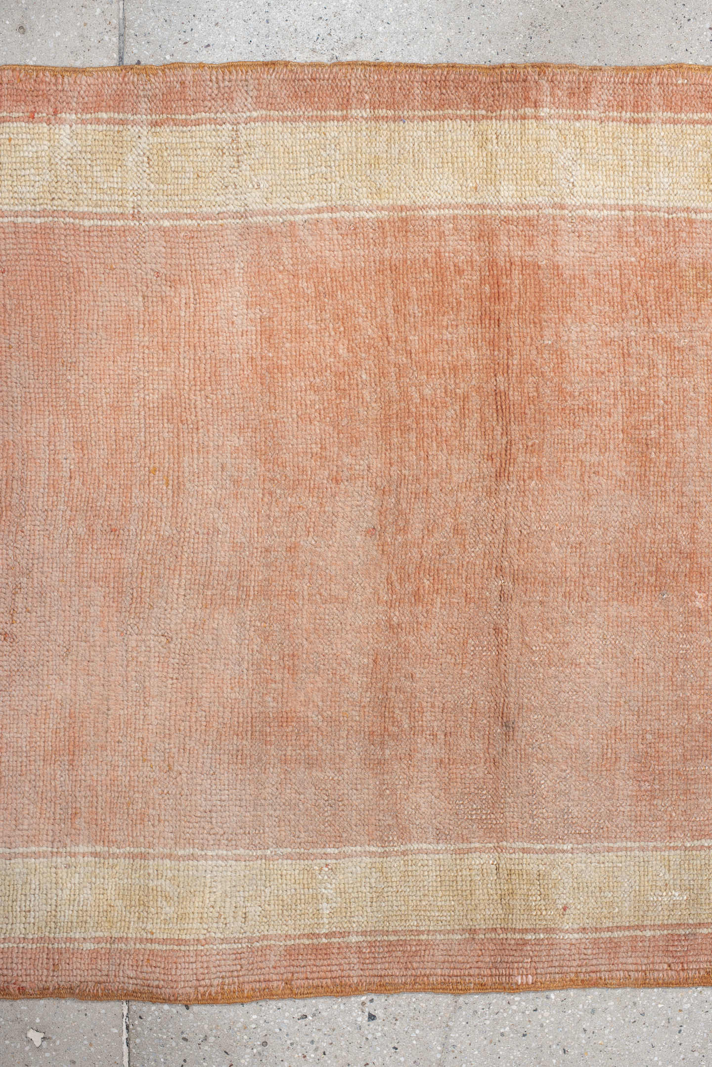 3' x 11' one-of-a-kind handmade vintage Oushak runner rug. Color palette: blush, ivory, peach, cream, apricot, pink
