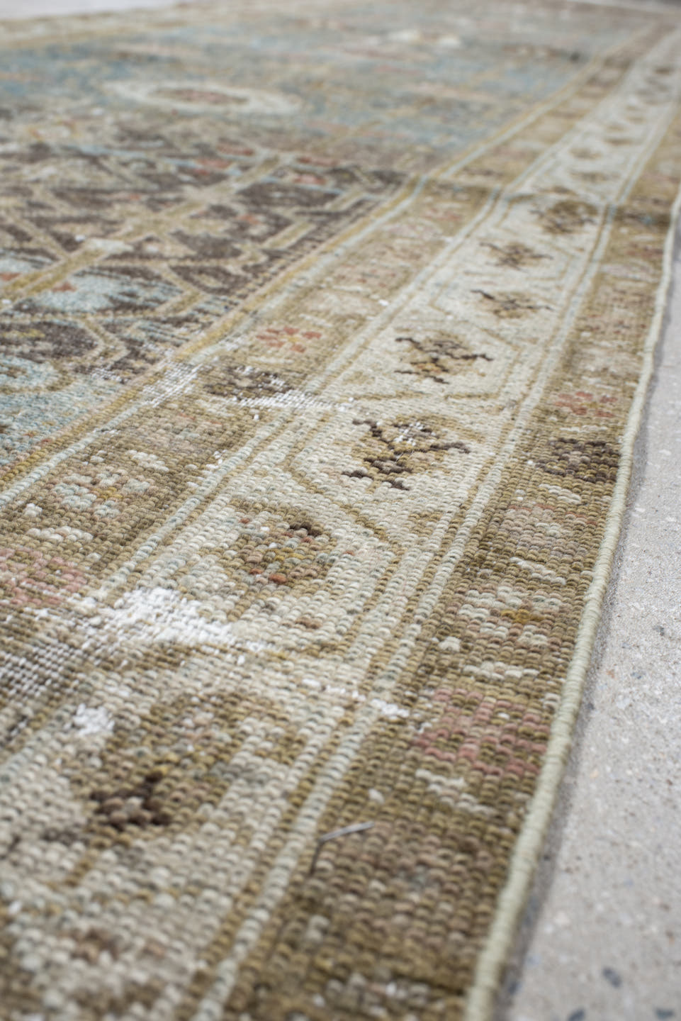 3' x 16' one-of-a-kind handmade vintage Malayer runner rug. Color palette: sky blue, ivory, taupe, beige, charcoal, blush