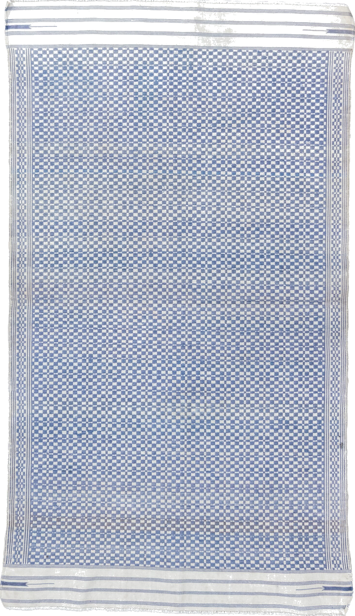 3' x 5' one-of-a-kind handmade vintage Dhurrie small size rug. Color palette: blue, gainsboro, gray, lavender, light blue