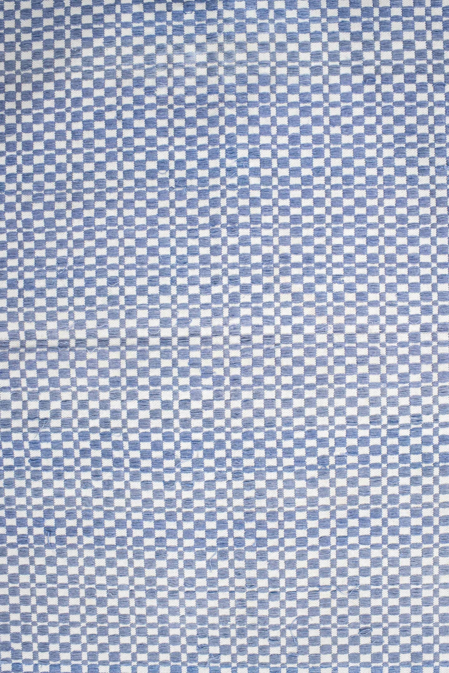 3' x 5' one-of-a-kind handmade vintage Dhurrie small size rug. Color palette: ivory, blue