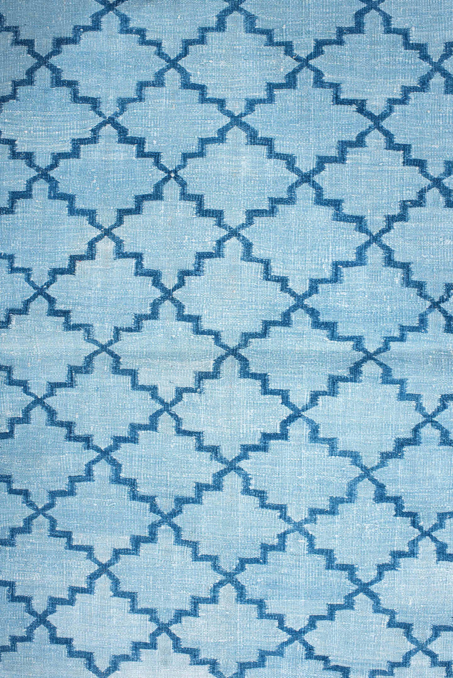 3' x 5' one-of-a-kind handmade vintage Dhurrie small size rug. Color palette: light blue, turquoise, rust, sky blue, teal