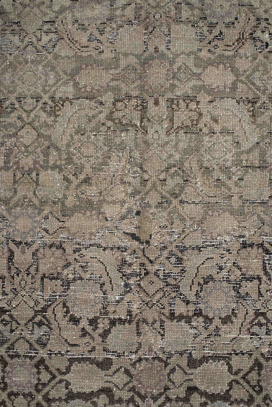 5' x 9' one-of-a-kind handmade vintage Malayer medium size rug. Color palette: taupe, beige, charcoal, ivory, greige, gray
