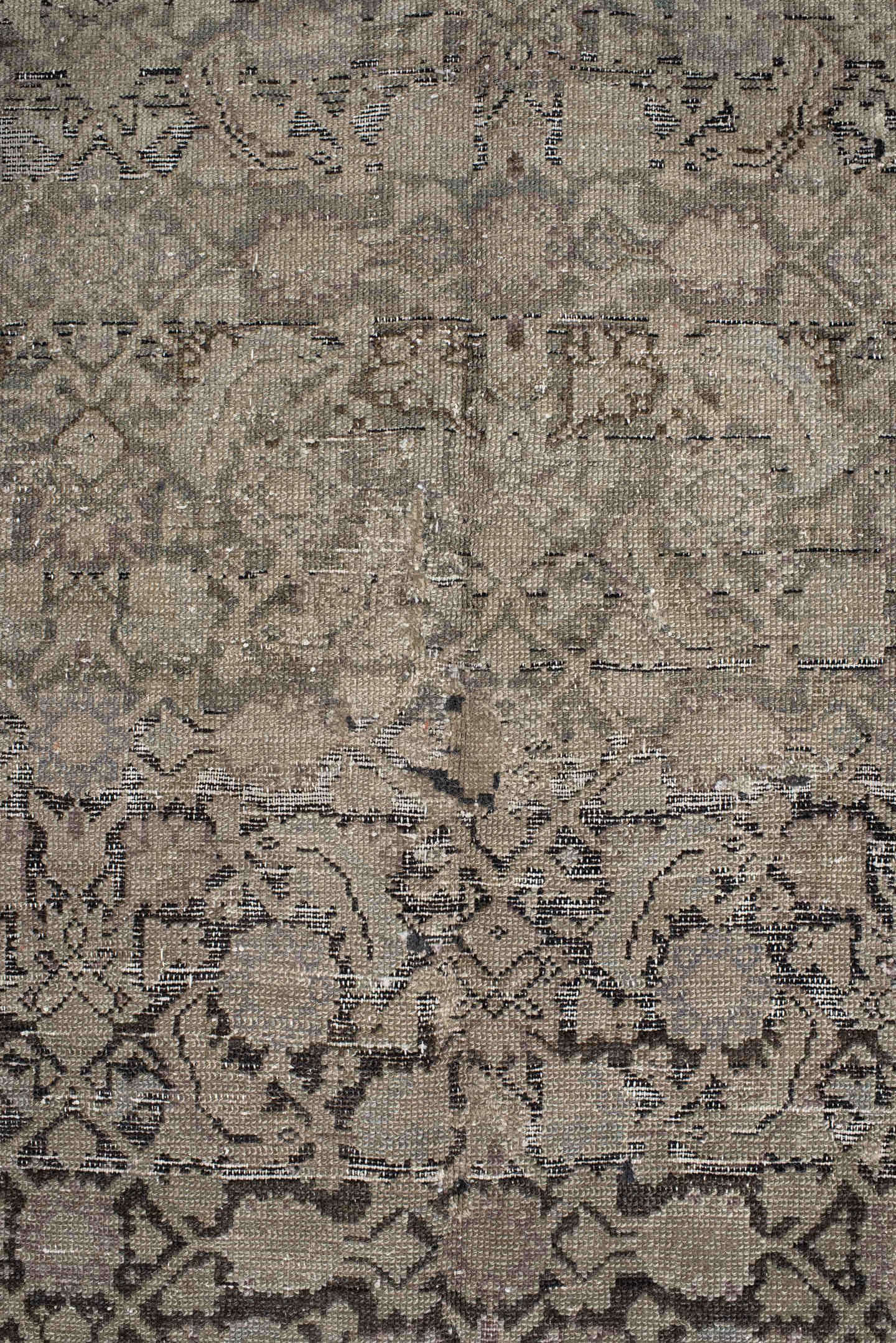 5' x 9' one-of-a-kind handmade vintage Malayer medium size rug. Color palette: taupe, beige, charcoal, ivory, greige, gray