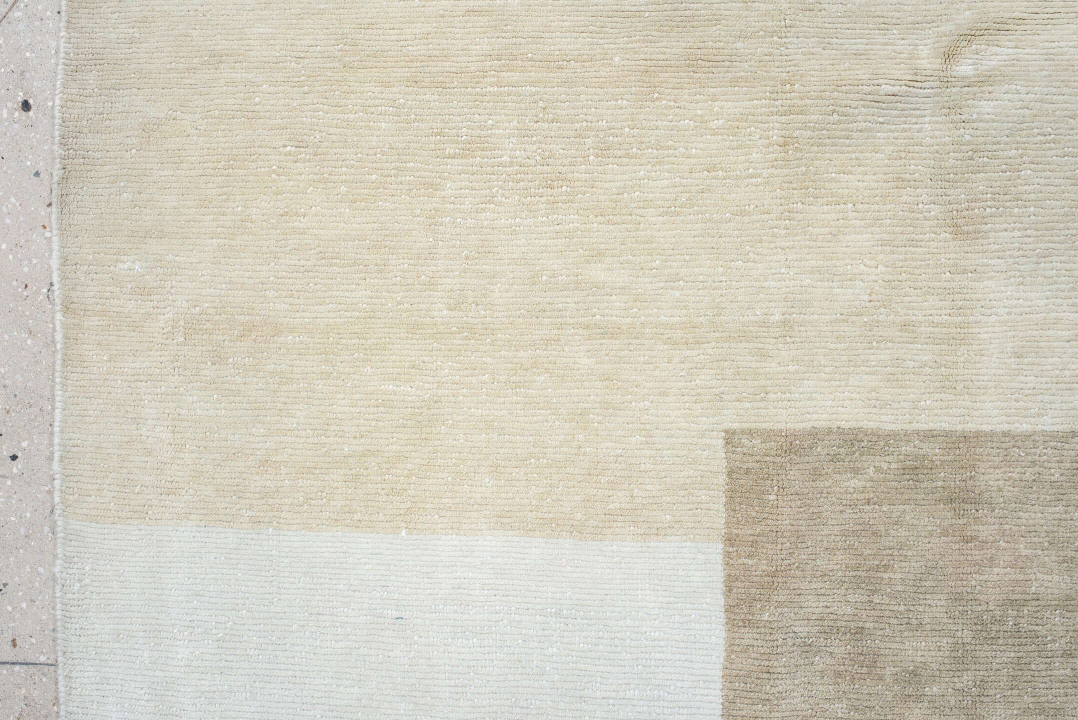 8' x 11' one-of-a-kind handmade vintage Tibetan large size rug. Color palette: ivory, cream, beige, taupe, light gray, gray