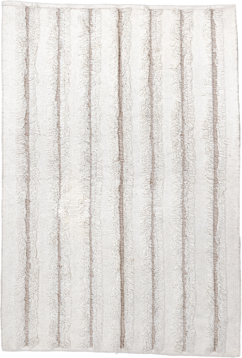 4' x 6' one-of-a-kind handmade vintage Scadinavian small size rug. Color palette: ivory, cream, taupe, beige, gray