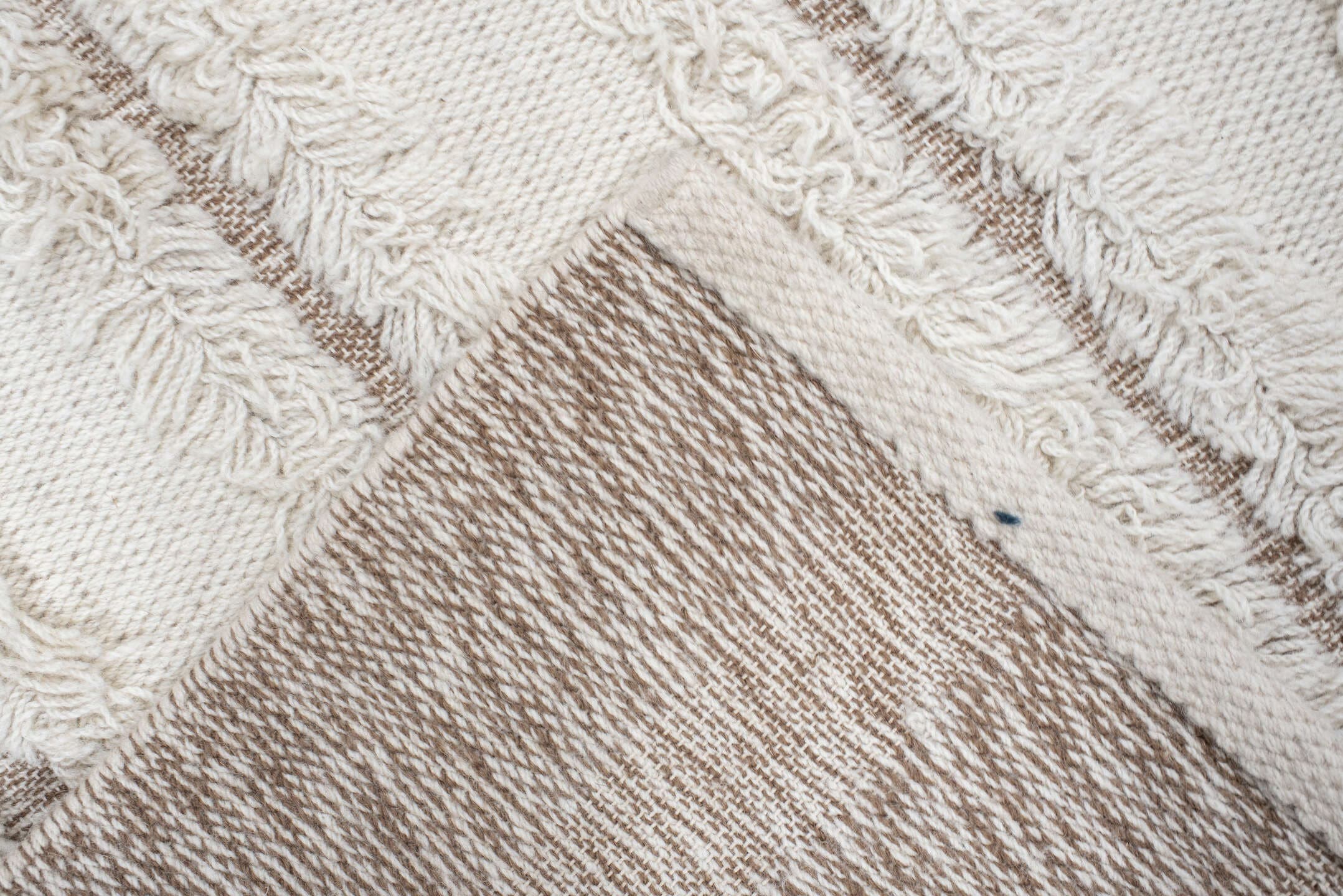 4' x 6' one-of-a-kind handmade vintage Scadinavian small size rug. Color palette: ivory, cream, taupe, beige, gray