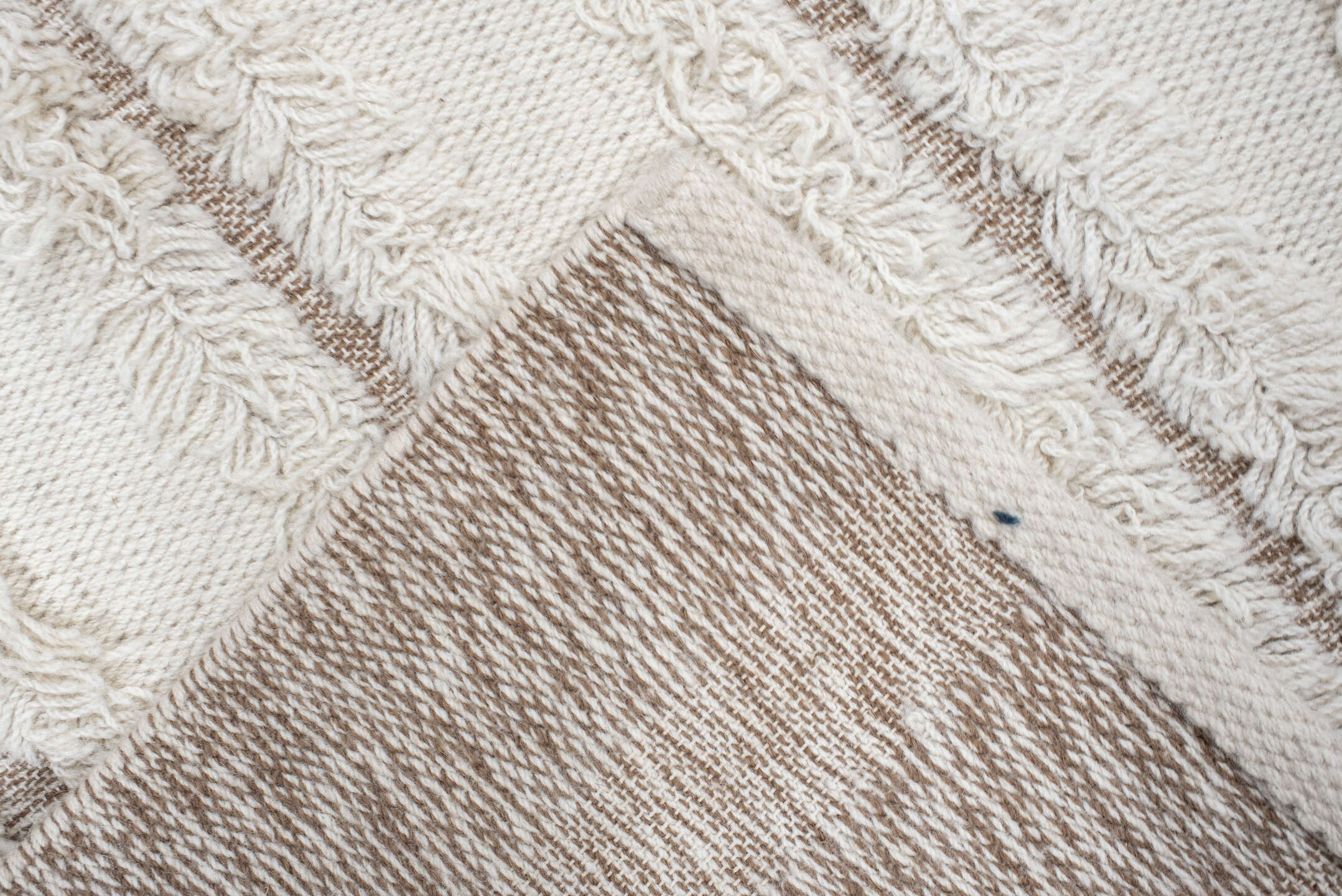 4' x 6' one-of-a-kind handmade vintage Scadinavian small size rug. Color palette: ivory, cream, taupe, beige, gray
