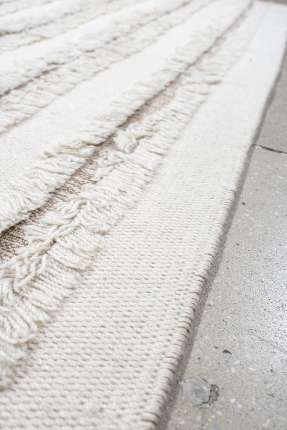 4' x 6' one-of-a-kind handmade vintage Scadinavian small size rug. Color palette: ivory, cream, taupe, beige, gray