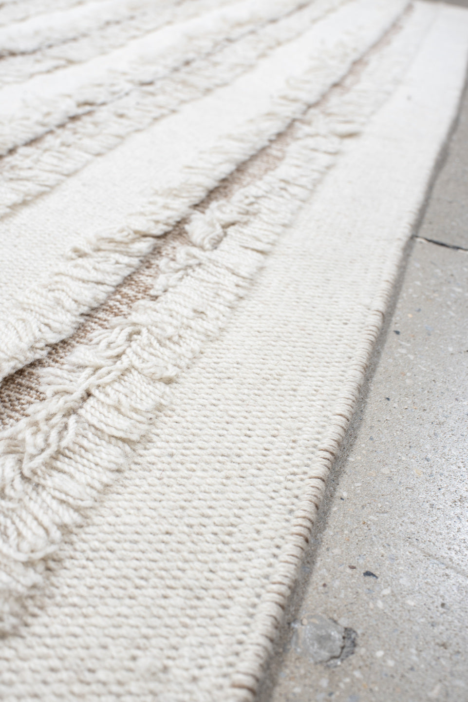 4' x 6' one-of-a-kind handmade vintage Scadinavian small size rug. Color palette: ivory, cream, taupe, beige, gray