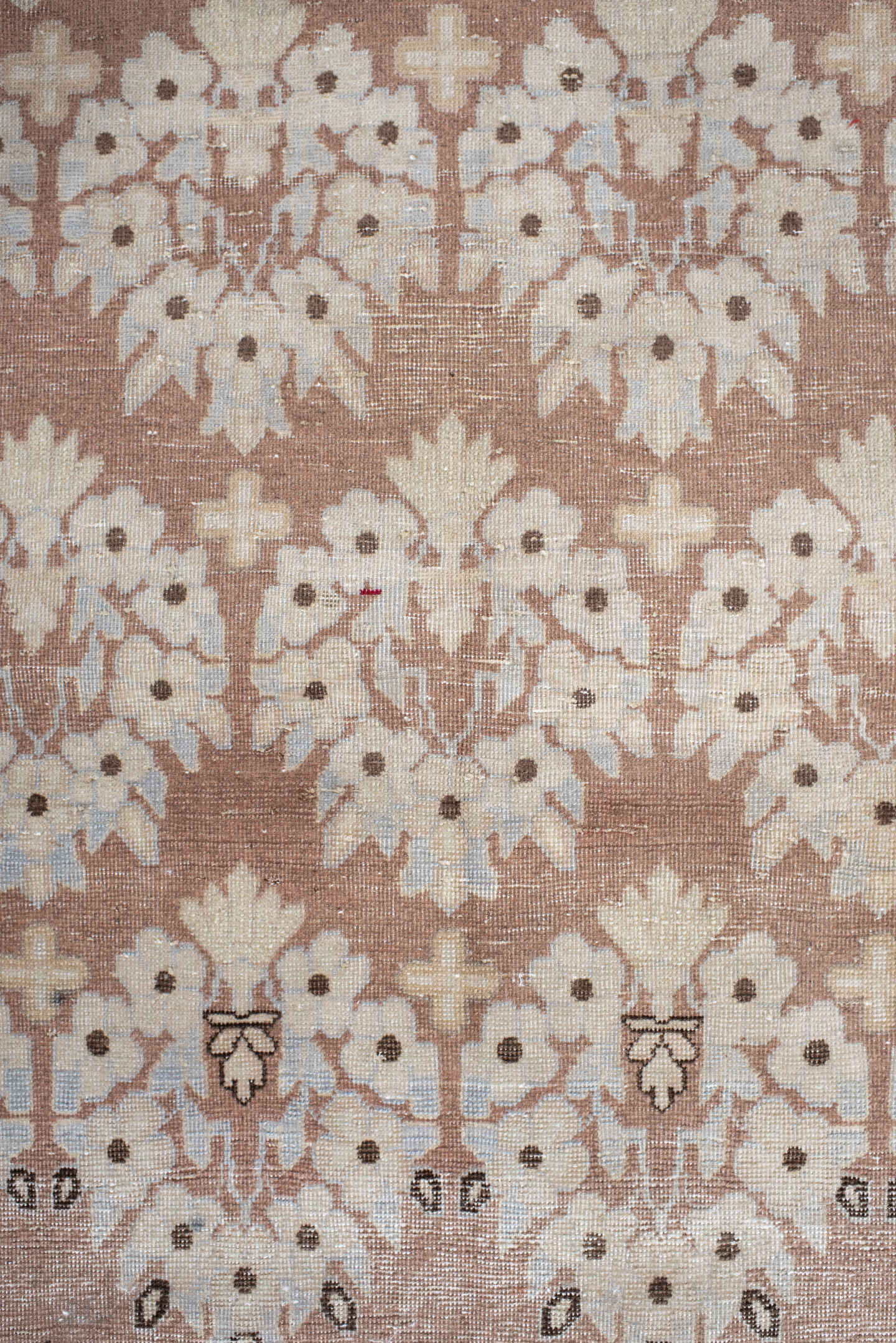3' x 5' one-of-a-kind handmade vintage Afshar small size rug. Color palette: blush, ivory, taupe, camel, brown, pink, beige