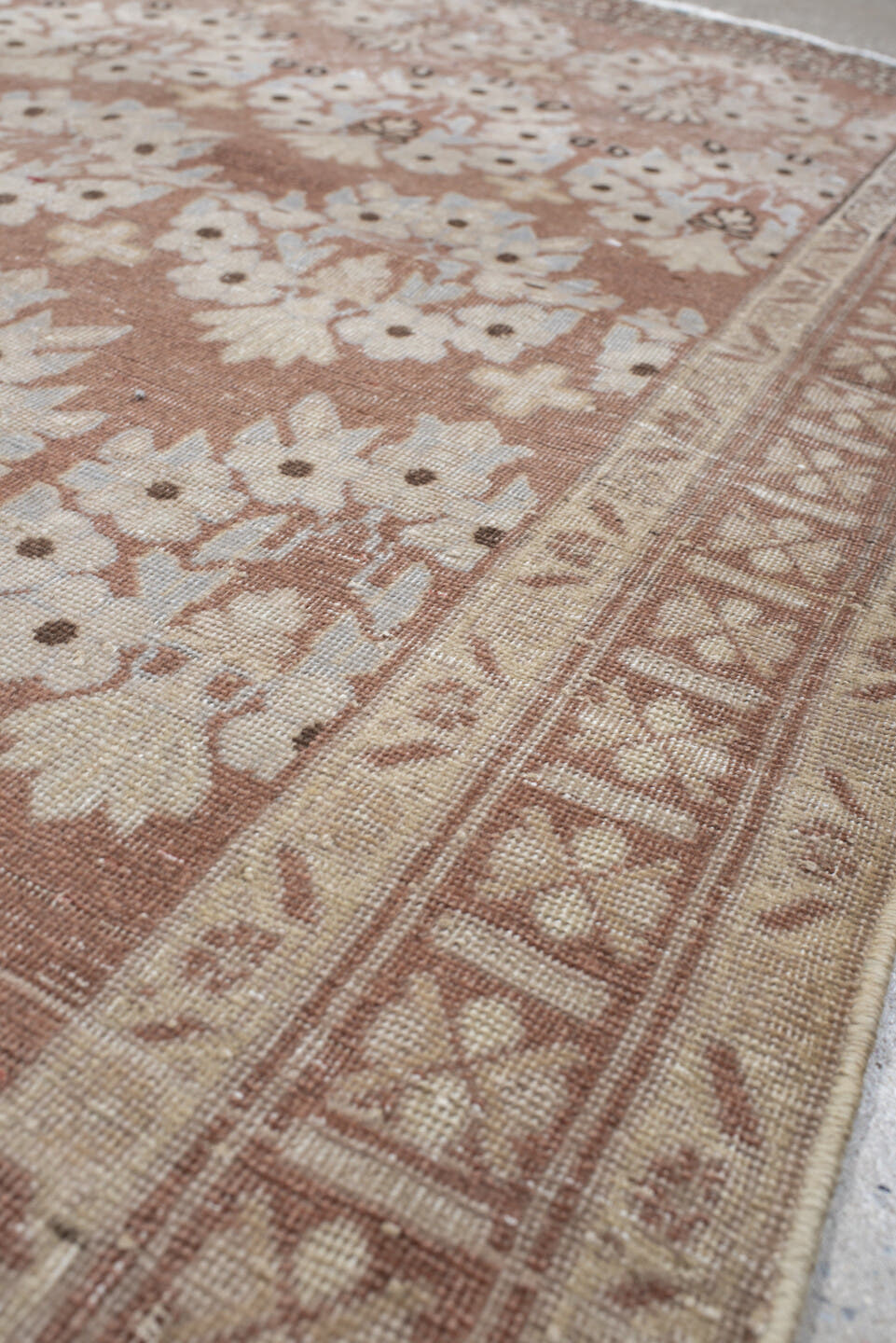 3' x 5' one-of-a-kind handmade vintage Afshar small size rug. Color palette: blush, ivory, taupe, camel, brown, pink, beige