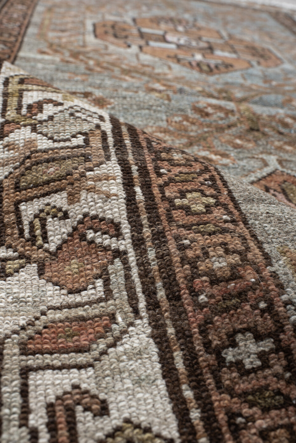 3' x 5' one-of-a-kind handmade vintage Malayer small size rug. Color palette: black, brown, charcoal, dark gray, gray