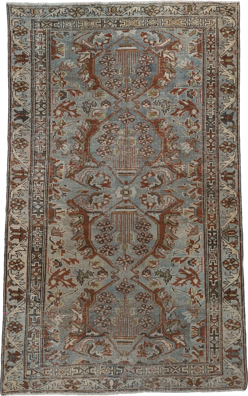 3' x 6' one-of-a-kind handmade vintage  small size rug. Color palette: black, brown, dark gray, dim gray, gray, light gray