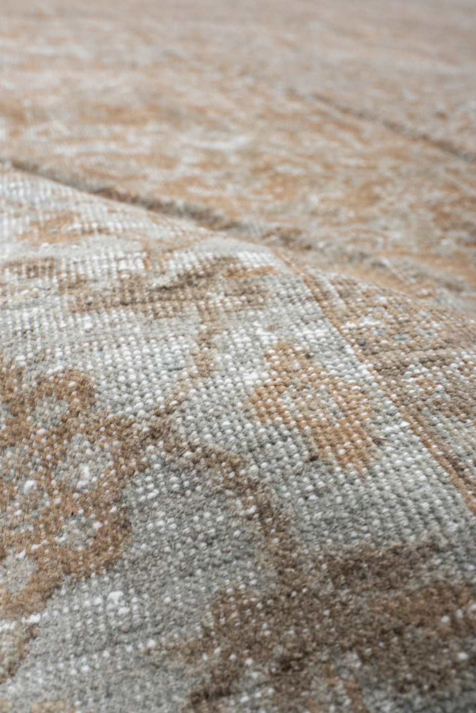 12' x 15' one-of-a-kind handmade vintage Mahal oversize rug. Color palette: brown, dark gray, gray, light gray, off-white