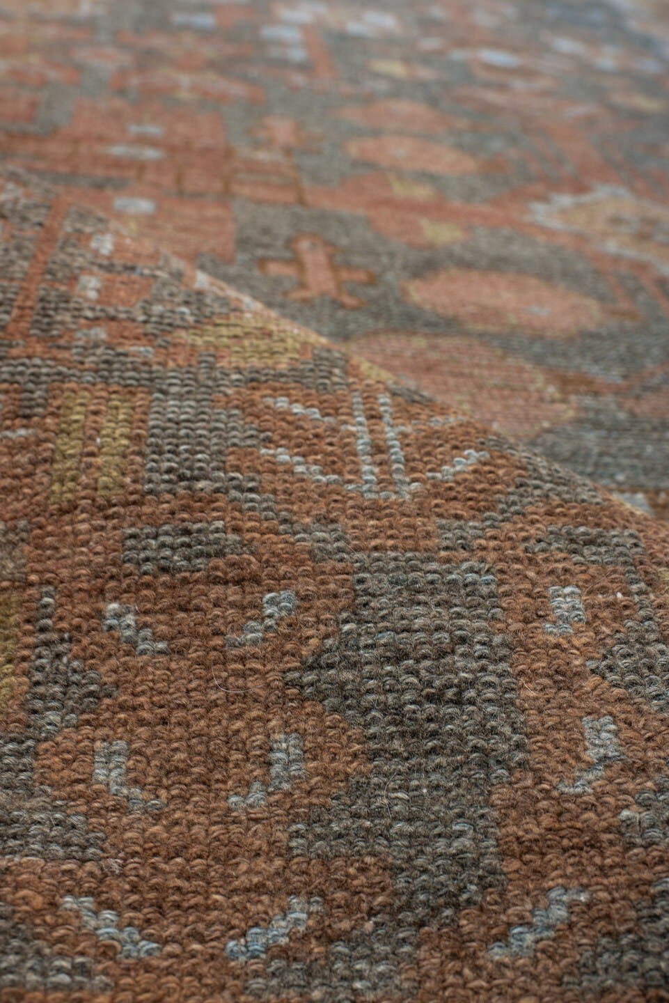 3' x 16' one-of-a-kind handmade antique Malayer runner rug. Color palette: blue, terra cotta, taupe, brown, camel, ivory