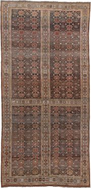 6' x 12' one-of-a-kind handmade antique NW Persian large size rug. Color palette: brown, rust, ivory, charcoal, taupe, camel