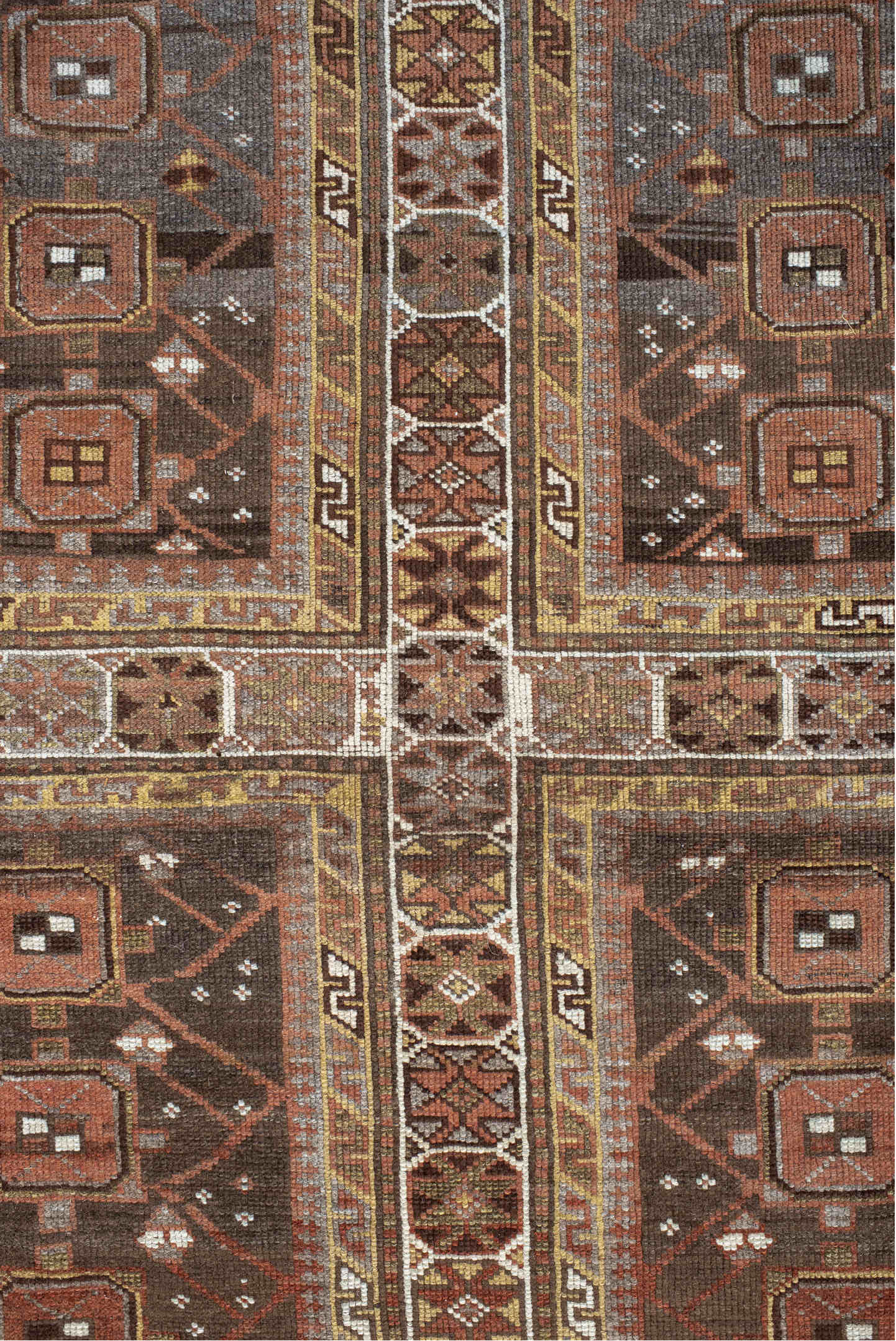 6' x 12' one-of-a-kind handmade antique NW Persian large size rug. Color palette: brown, rust, ivory, charcoal, taupe, camel