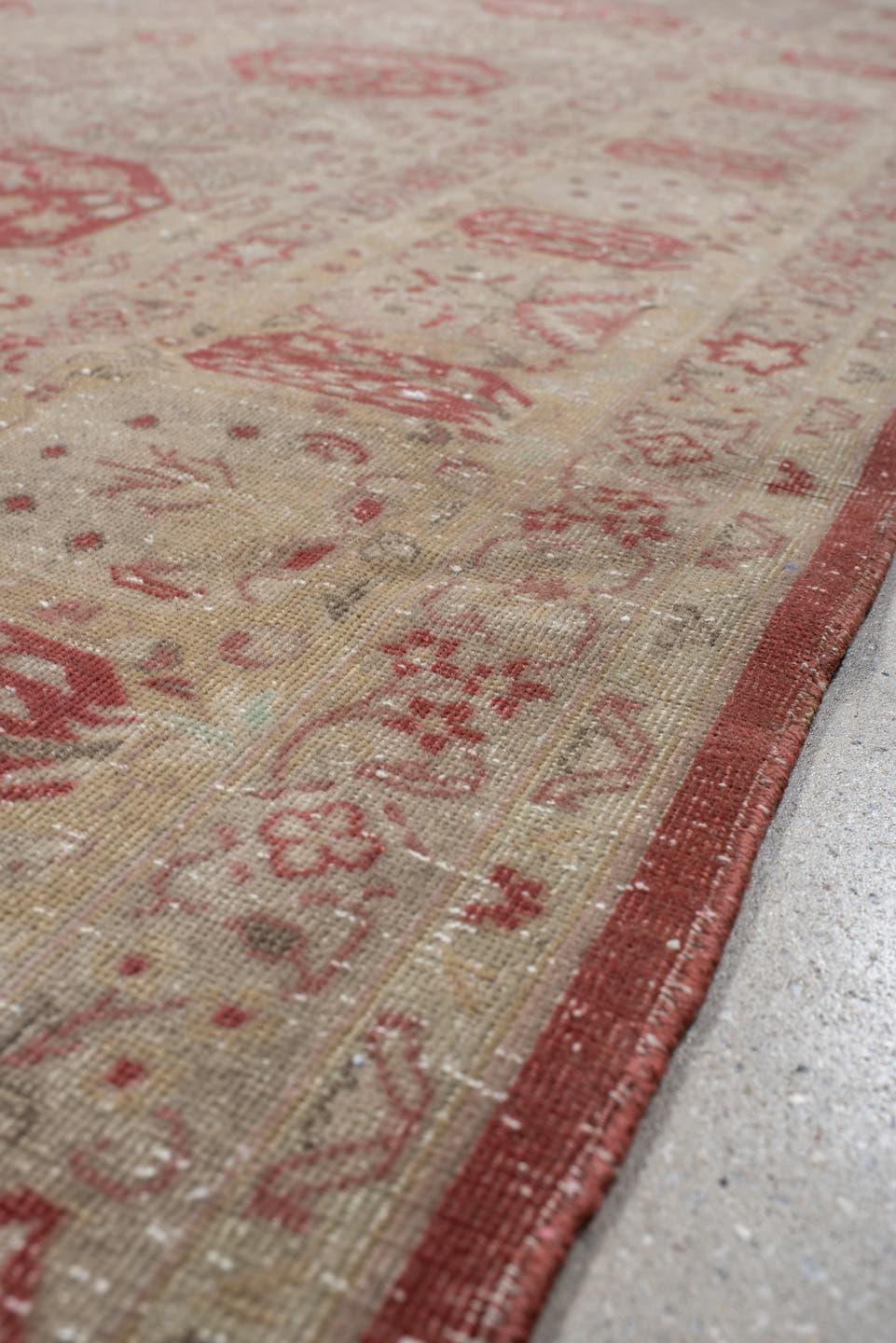 6' x 8' one-of-a-kind handmade antique Tabriz medium size rug. Color palette: ivory, rose, dusty red, blush, sage, beige