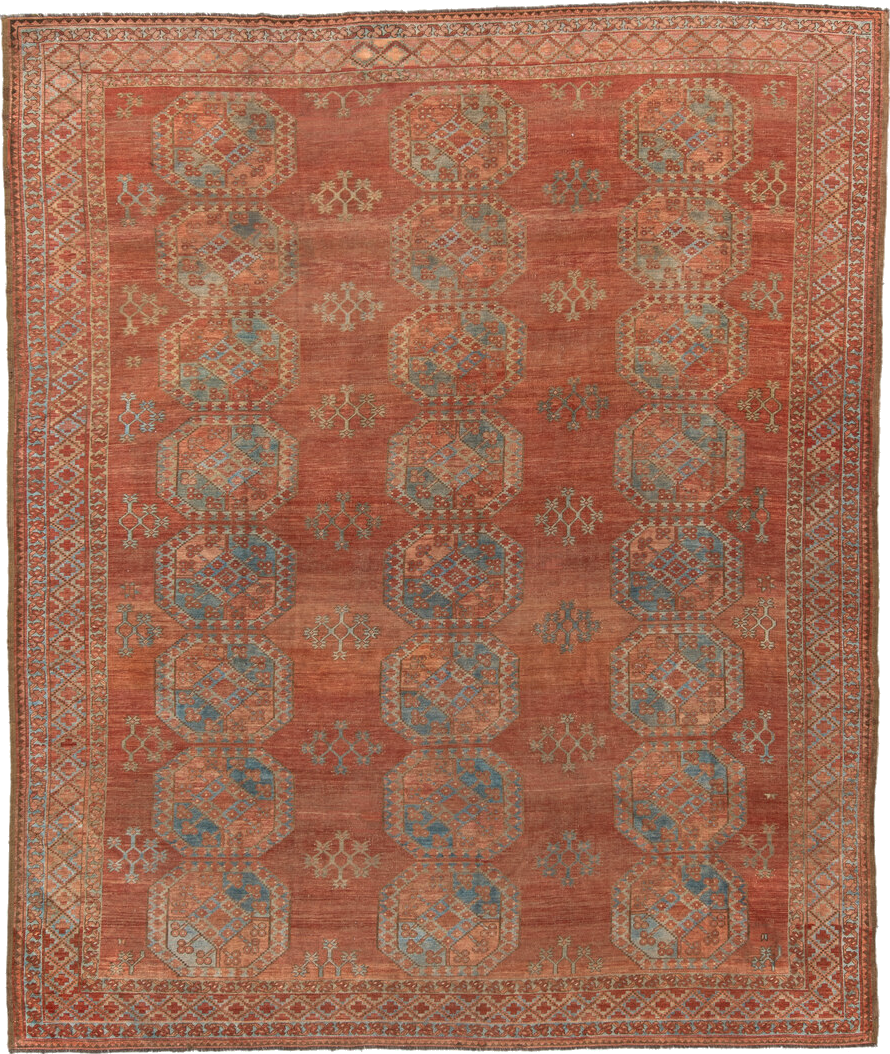 8' x 10' one-of-a-kind handmade vintage Afghan large size rug. Color palette: brown, gray, pink