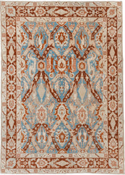 8' x 11' one-of-a-kind handmade vintage Tabriz large size rug. Color palette: sky blue, ivory, rust, beige, camel, taupe