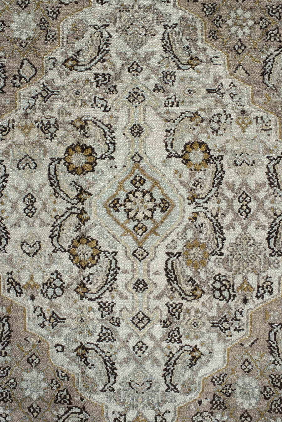 10' x 12' one-of-a-kind handmade antique Bibikabad large size rug. Color palette: ivory, taupe, beige, brown, gold, gray