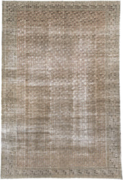 8' x 13' one-of-a-kind handmade vintage Sivas large size rug. Color palette: taupe, beige, ivory, camel, rose, charcoal