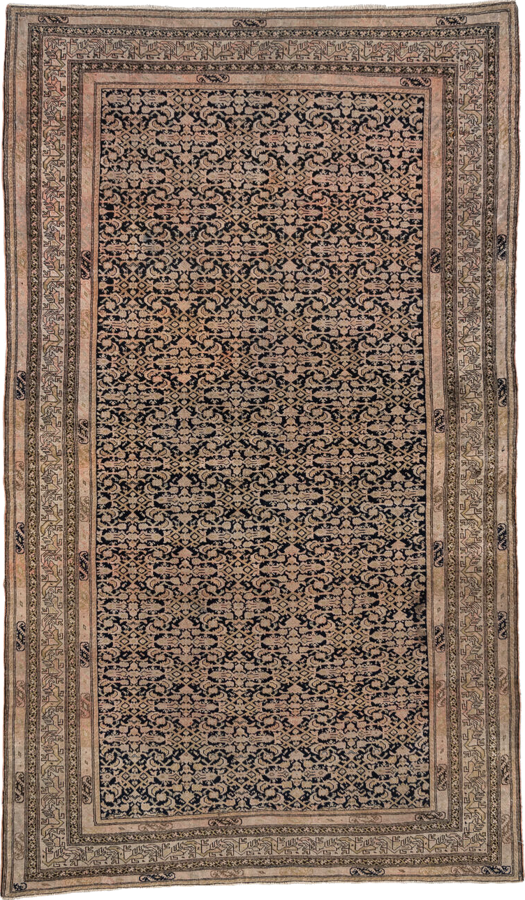 4' x 7' one-of-a-kind handmade vintage Far.Sarouk rug. Color palette: black, brown, charcoal, gray, light gray, pink