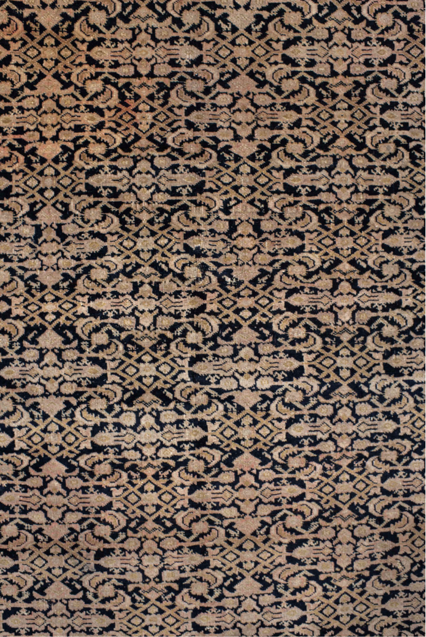 4' x 7' one-of-a-kind handmade vintage Far.Sarouk rug. Color palette: black, brown, charcoal, gray, light gray, pink