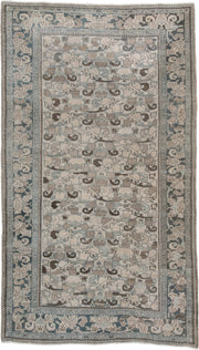 4' x 8' one-of-a-kind handmade vintage Bidjar rug. Color palette: ivory, pale blue, taupe, brown, gray, beige, light blue
