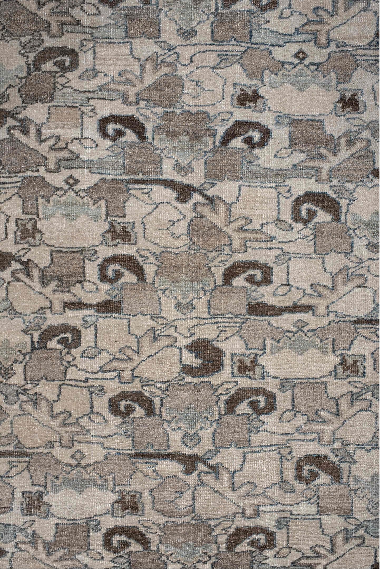 4' x 8' one-of-a-kind handmade vintage Bidjar rug. Color palette: blue, dark gray, dim gray, gray, light gray, off-white