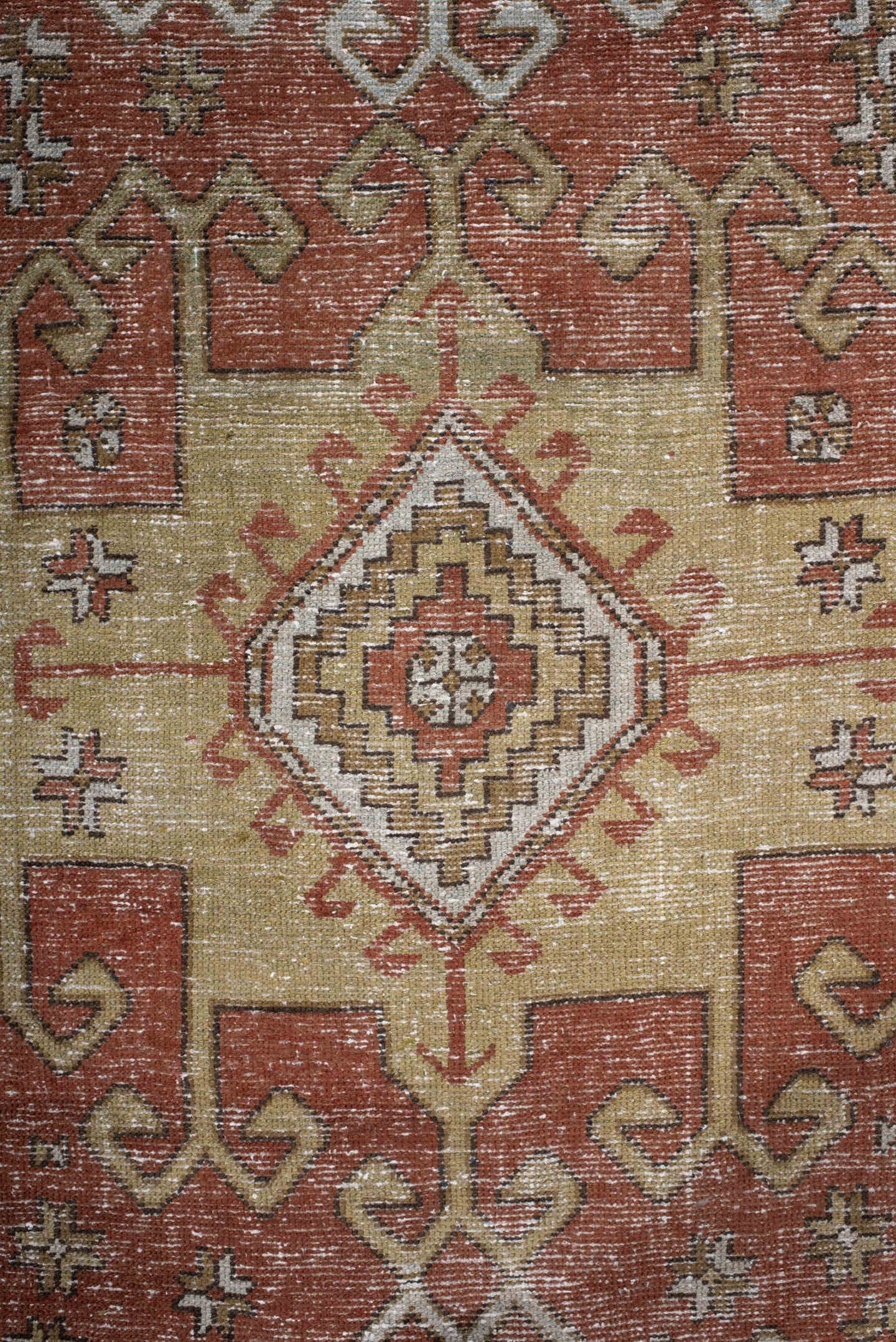 3' x 10' one-of-a-kind handmade vintage NW Persian runner rug. Color palette: rust, ivory, olive, taupe, rose, brown
