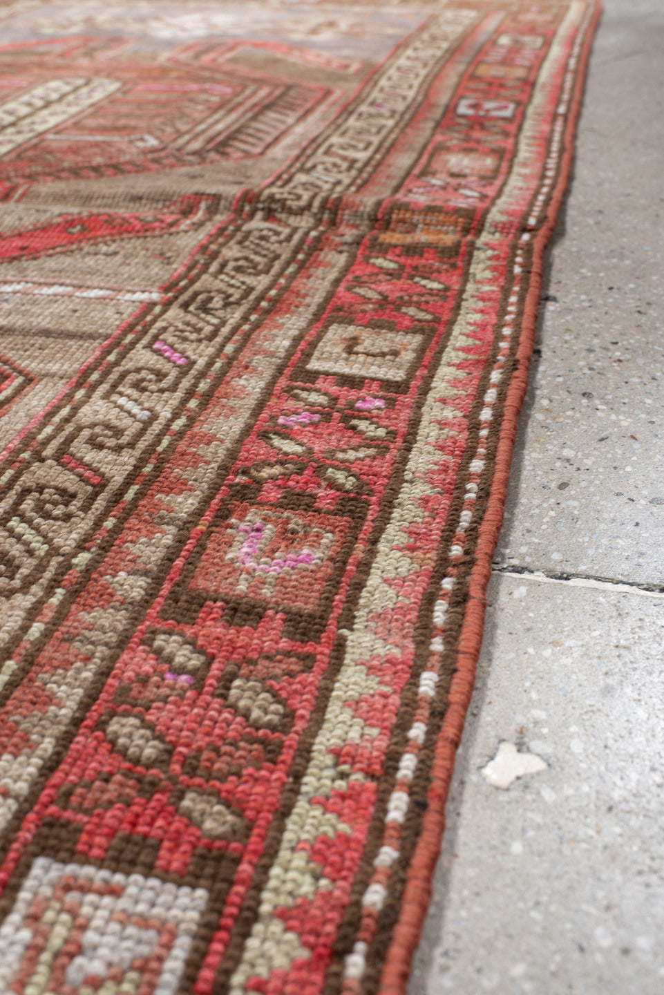 3' x 6' one-of-a-kind handmade vintage NW Persian runner rug. Color palette: taupe, rust, rose, ivory, brown, coral