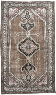 3' x 5' one-of-a-kind handmade vintage Hamadan small size rug. Color palette: taupe, brown, ivory, charcoal, rose, pale_blue