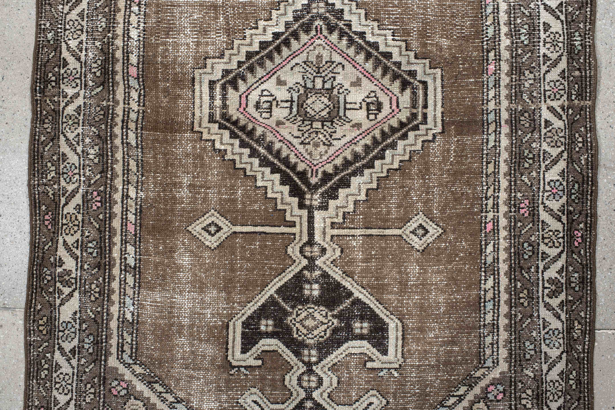 3' x 5' one-of-a-kind handmade vintage Hamadan small size rug. Color palette: taupe, brown, ivory, charcoal, rose, pale_blue