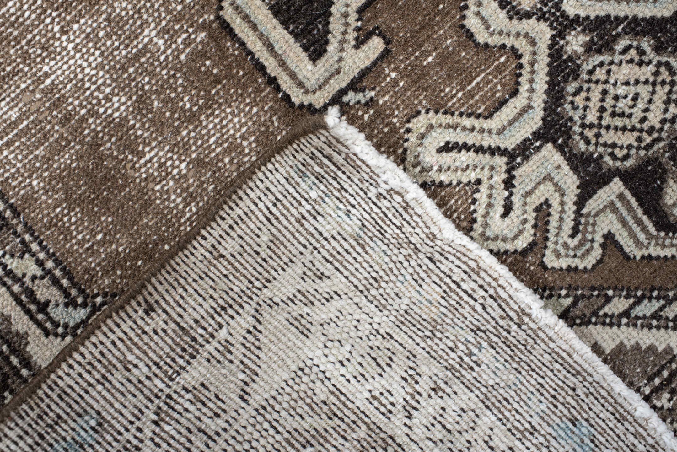 3' x 5' one-of-a-kind handmade vintage Hamadan small size rug. Color palette: taupe, brown, ivory, charcoal, rose, pale_blue