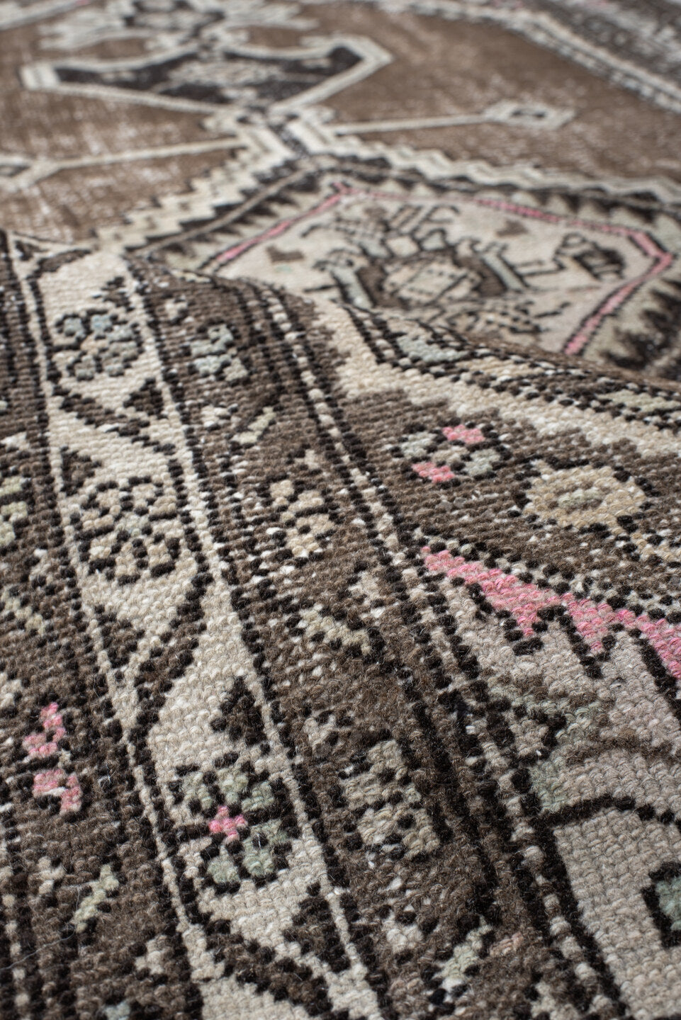 3' x 5' one-of-a-kind handmade vintage Hamadan small size rug. Color palette: taupe, brown, ivory, charcoal, rose, pale_blue
