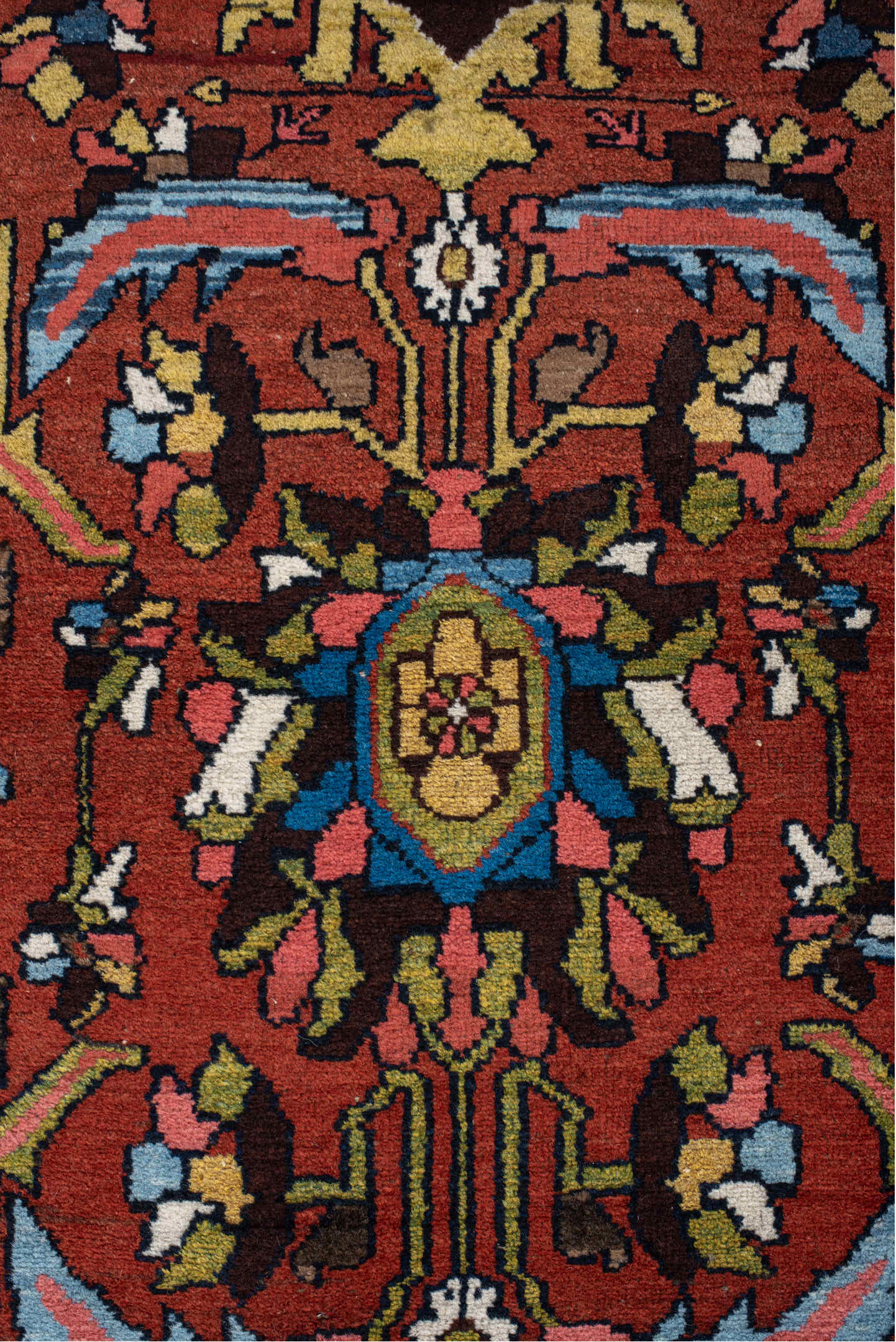 2' x 4' one-of-a-kind handmade vintage Hamadan small size rug. Color palette: black, blue, brown, burlywood, gray