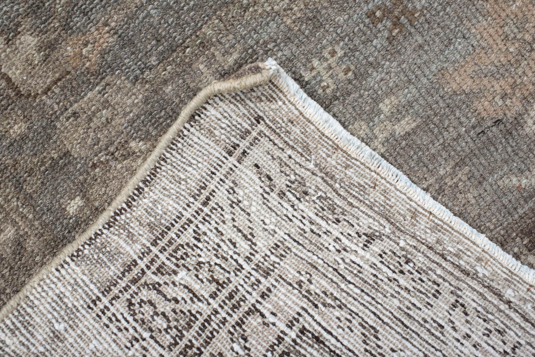 3' x 6' one-of-a-kind handmade vintage Hamadan runner rug. Color palette: taupe, brown, ivory, slate, camel, charcoal, rose