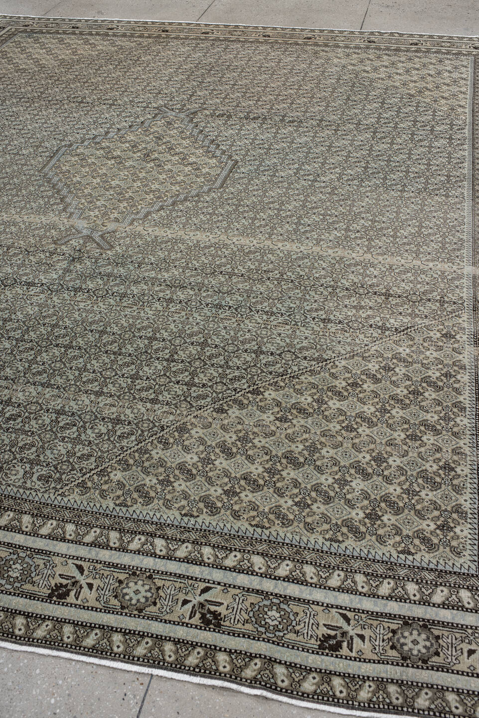 10' x 11' one-of-a-kind handmade vintage Tabriz large size rug. Color palette: gray, black, light gray, charcoal, dim gray