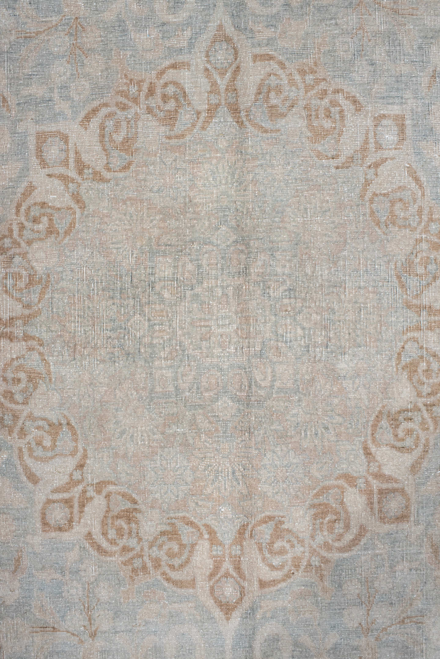 9' x 12' one-of-a-kind handmade antique Tabriz large size rug. Color palette: ivory, pale blue, beige, cream, taupe