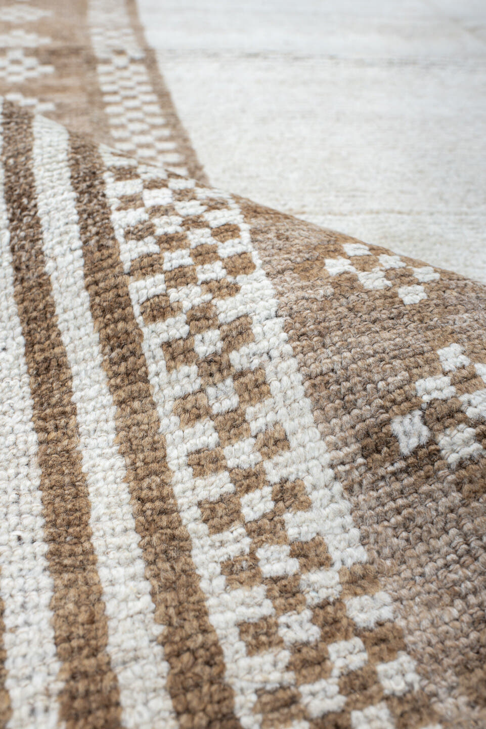 4' x 6' one-of-a-kind handmade vintage Gabbe small size rug. Color palette: ivory, camel, taupe, cream, brown, beige, gray