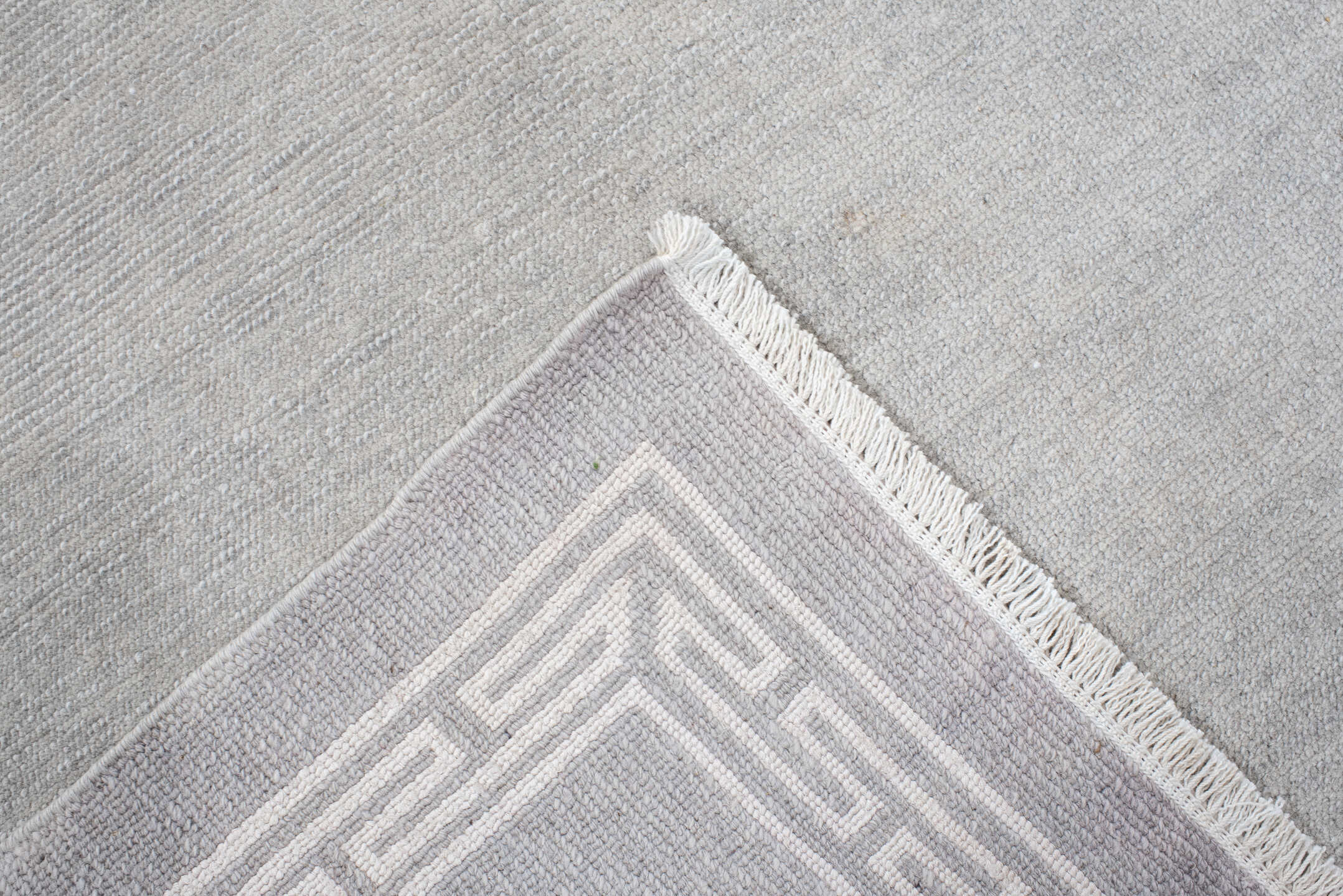 3' x 15' one-of-a-kind handmade vintage Tibetan runner rug. Color palette: gray, ivory, taupe, beige