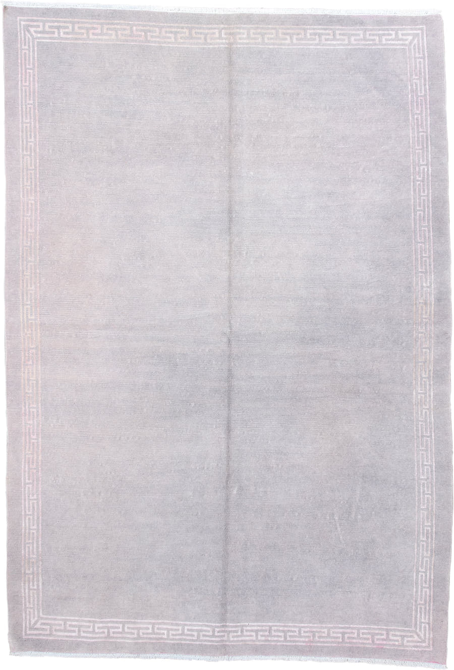 5' x 7' one-of-a-kind handmade vintage Nepal rug. Color palette: taupe, ivory, beige, cream, pale gray, gray, light gray