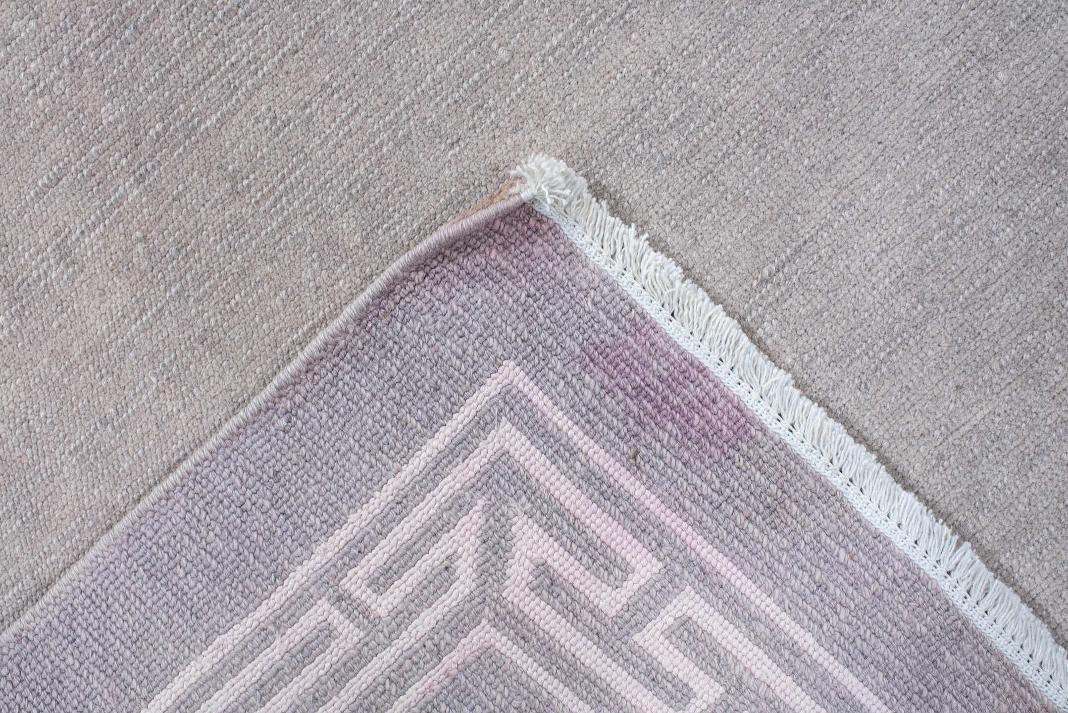 5' x 7' one-of-a-kind handmade vintage Nepal rug. Color palette: taupe, ivory, beige, cream, pale gray, gray, light gray