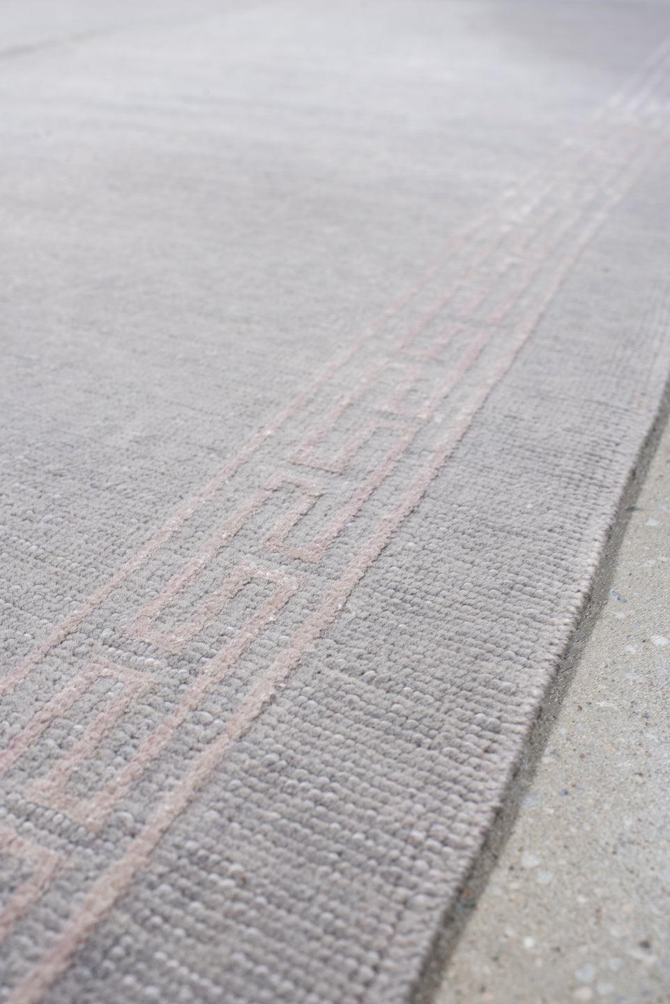 5' x 7' one-of-a-kind handmade vintage Nepal rug. Color palette: taupe, ivory, beige, cream, pale gray, gray, light gray