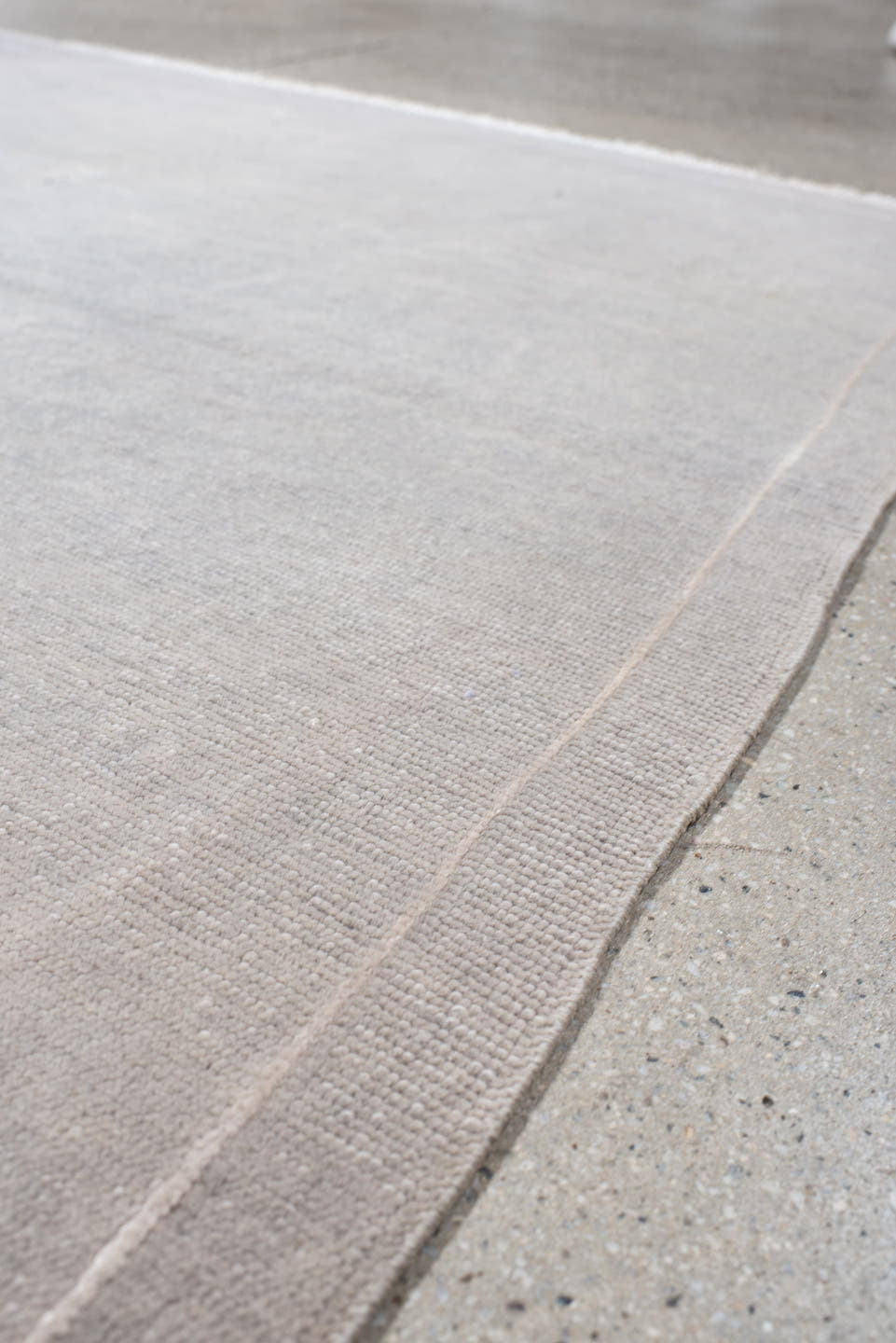 3' x 4' one-of-a-kind handmade vintage Nepal small size rug. Color palette: ivory, silver, blush, taupe, gray, pink, beige