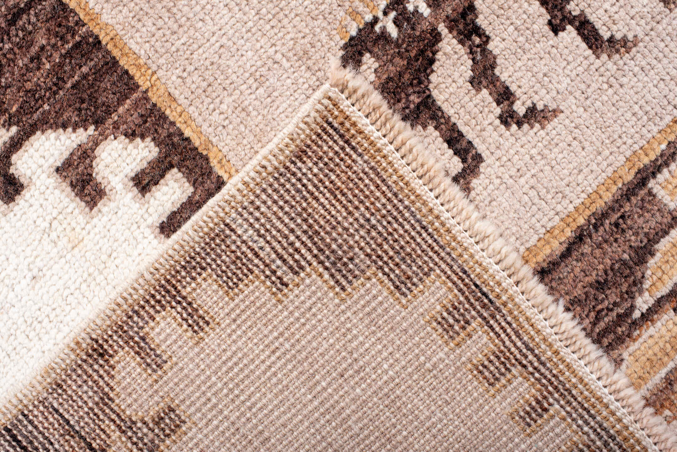 11' x 14' one-of-a-kind handmade vintage Kars oversize rug. Color palette: antiquewhite, brown, gray, light gray, linen