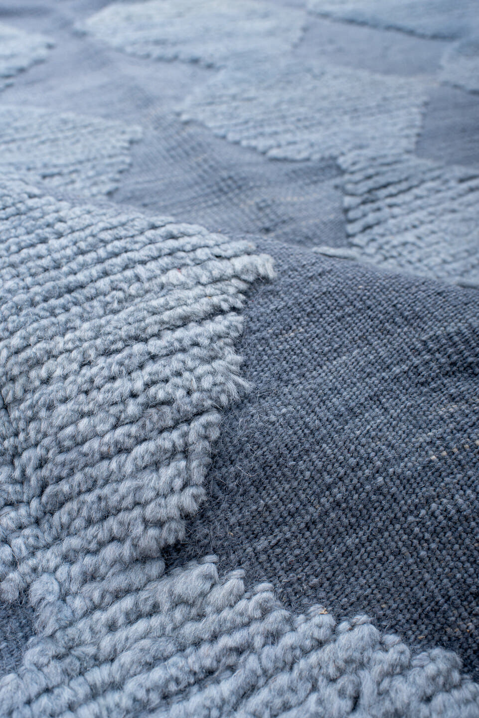 9' x 12' one-of-a-kind handmade vintage Tulu large size rug. Color palette: powder blue, sky blue, ice blue, light blue
